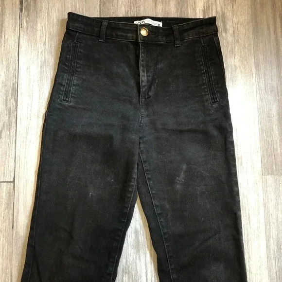 Zara Ankle High Rise Jeans Denim US4 Womens Ankle Mid Flare - Picture 5 of 11